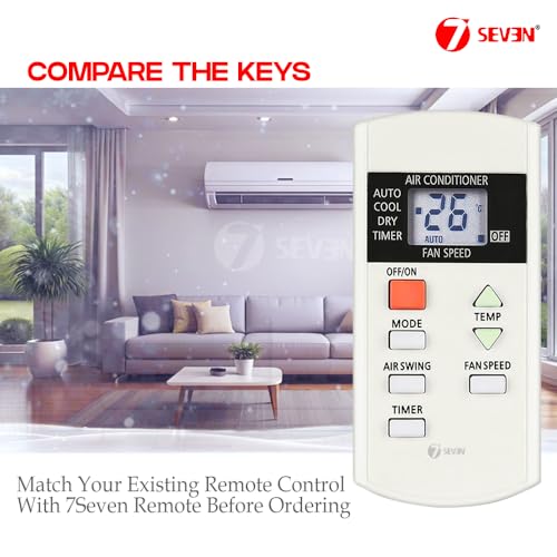 Image of 7SEVEN Compatible with Panasonic AC Remote Original A75C3740 Model 44A Suitable for 1 1.5 2 Ton Split or Window Air Conditioner Just Load New AAA Alkaline Battery Ready to Use