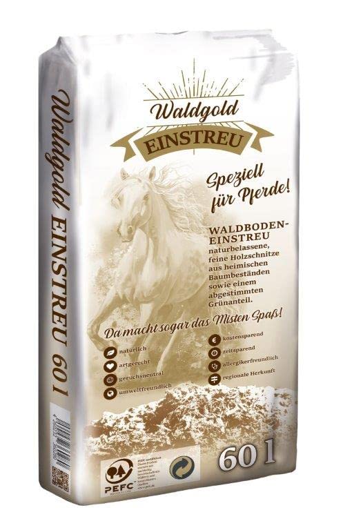HORSEDREAM Waldgold | Waldboden-Einstreu | geruchsneutral | kostensparend | allergikerfreundlich (60 l)