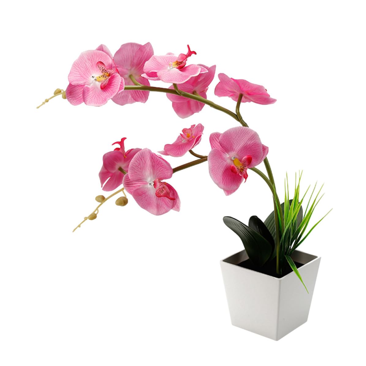 Künstliche Orchidee mit 9 LED Blumenlicht Batteriebetrieben Verstellbare Eisenstiele aus Kunststoff und Eisen für Schlafzimmer und Geburtstagsdekoration