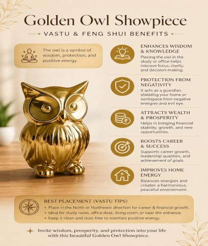 Image of Chocozone Pack of 2 Owl Showpiece for Good Luck Vastu Feng Shui Items for Home Decor Figurines Decorative Items for Home Showpieces for Living Room