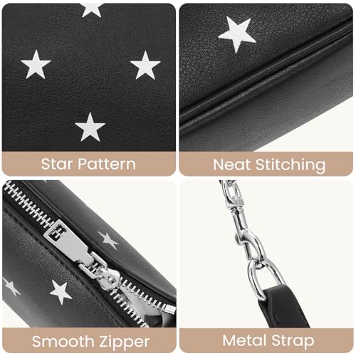 Mini Star Print Shoulder Bag Small Purse For Women Vegan Leather Handbag Soft Trendy Clutch Designer Underarm Bag4