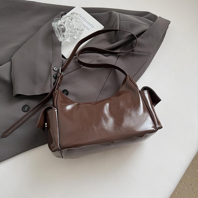 Leather Shoulder Bag for Women – Multi-Pocket PU Casual Hobo Handbag with Adjustable Strap, Spacious Purse for Work, Travel,4