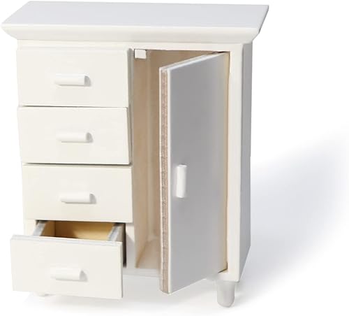 Mesitas de noche para casa de muñecas, mesita de noche de madera en miniatura, mueble de mueble a escala 112, modelo de estante para mini aparador
