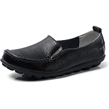 WERWAES Ladies Moccasin Shoes Comfortable Leather Loafers Wild Fashion Soft Shoes Nurse Breathable Driving Shoes
