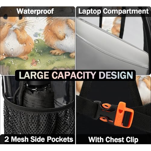 Squirrel Butterfly Flowering Plant Clear Backpack Stadium Approved PVC Backpacks for Adults Heavy Duty Clear Bag for Work Security Travel College4