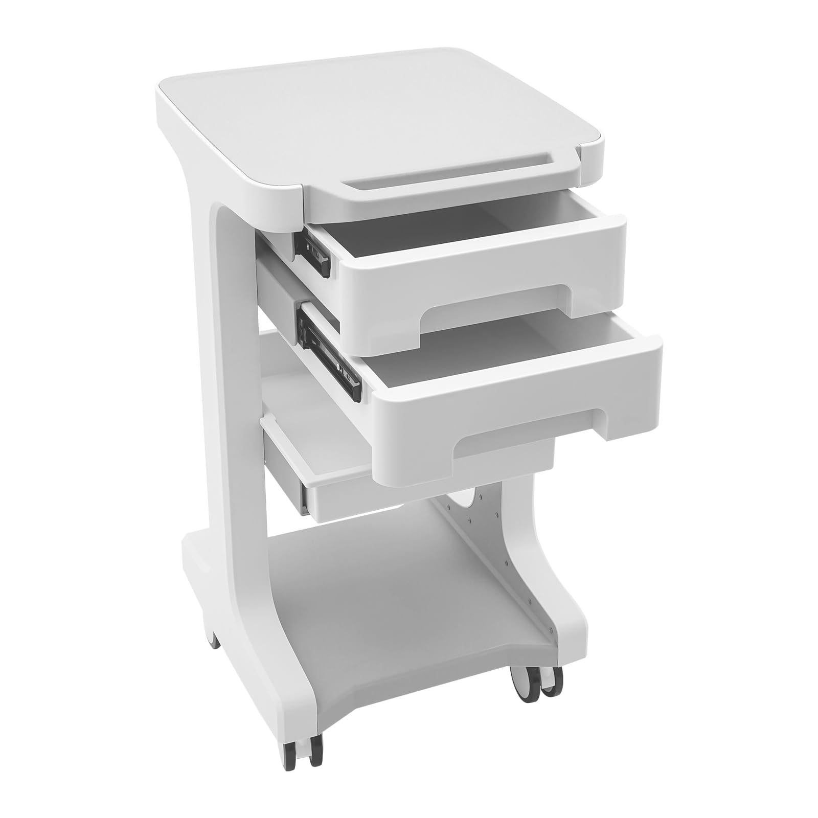 Chariot de laboratoire avec 2 tiroirs et étagère supérieure - 60 kg - Chariot de rangement - Chariot de rangement - Chariot de coiffeur - Chariot de travail - Chariot de service pour clinique et salon
