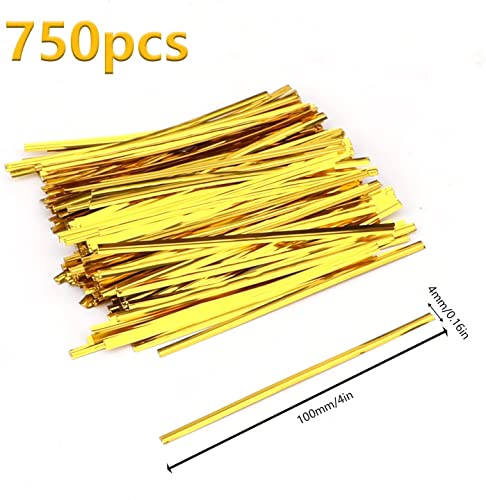 LUTER 750 Pcs 4 Inches Metallic Twist Ties Reusable Bag Ties Plastic Bread Twist Ties for Candy Bags Coffee Bags, Snacks - Image 2