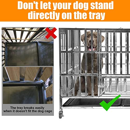 Confote 37” Heavy Duty Stainless Steel Dog Cage Kennel Crate And Playpen For Training Large Dog Indoor Outdoor With Double Doors & Locks Design Included Lockable Wheels Removable Tray No Screw #TOP6