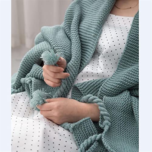 Plaid polaire tricoté de lit vert jeté de meuble chic