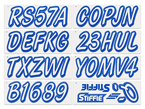 Image of Whipline Solid White /Blue 3 inch Alpha-Numeric Registration Identification Numbers Stickers Decals for Boats & Personal Watercraft
