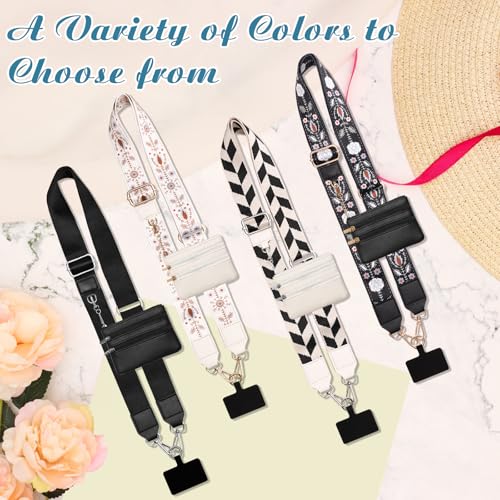Image of 4Pcs Clip and Go Strap for Phone with Wallet Crossbody | Phone Strap with Zippered Pouch, Phone Strap with Wallet Can Be Held or Crossbody with 4 Colors
