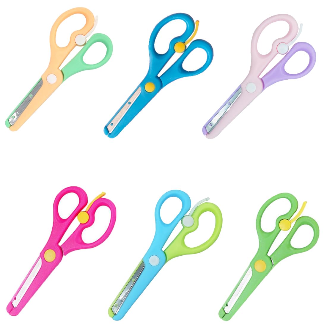 Tijeras Niños,6 PCS Tijeras de Seguridad para Niños Tijeras de Plastico Tijeras Escolares Tijeras Punta Redonda Tijeras Manualidades para Niños a Partir de 3 Años para Principiantes