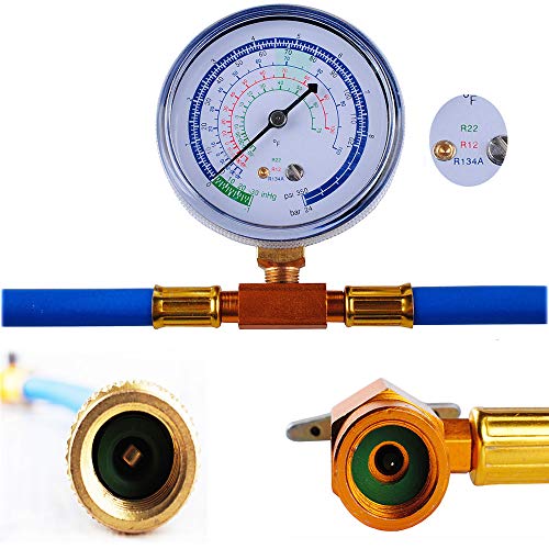 image for wadoy R134a Charging Hose to Refrigerator - with Gauge - R-134a can to