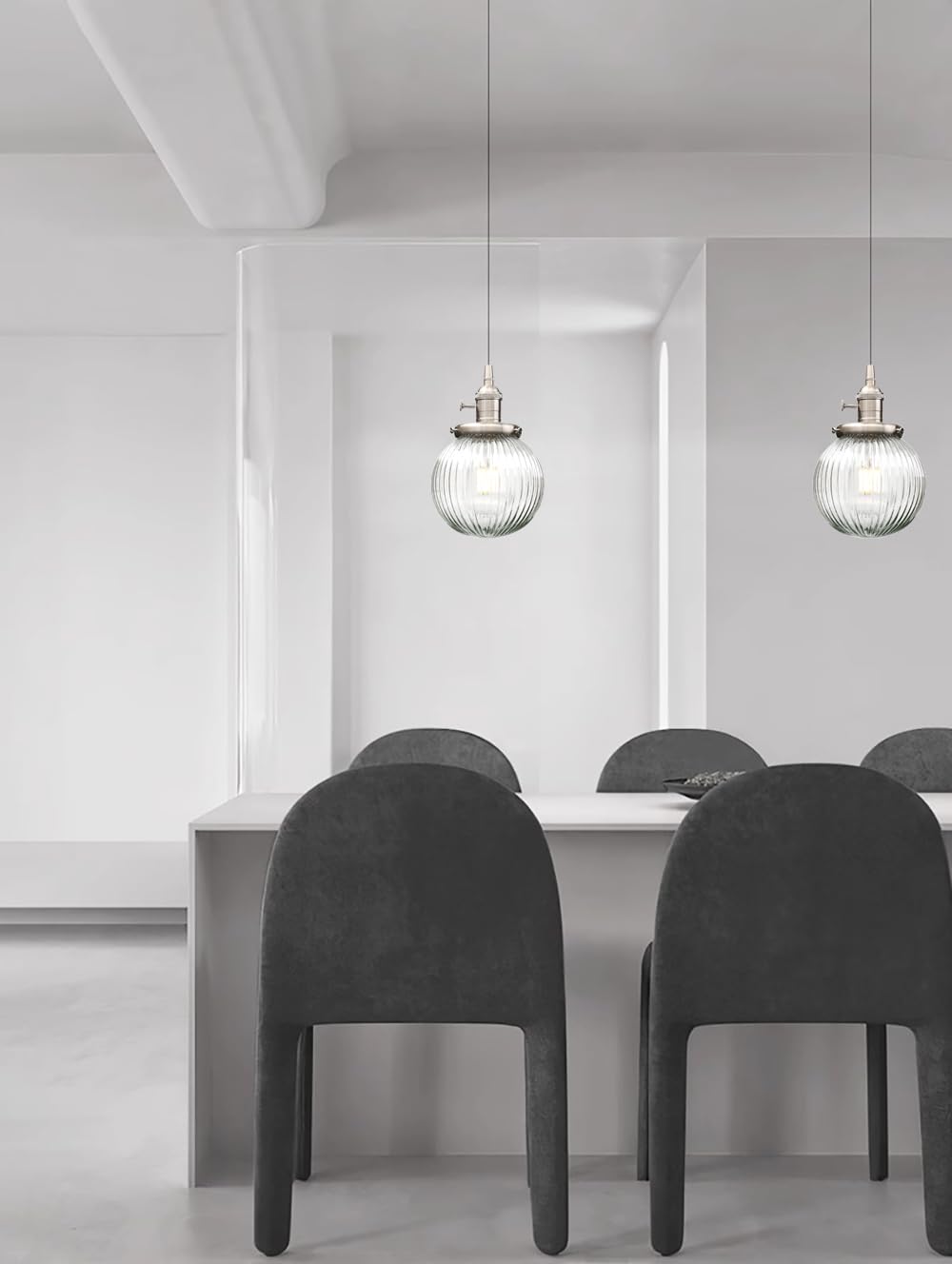 Lampada a sospensione industriale a soffitto in vetro, lampadario soffitto da bar loft retrò con paralume in vetro rigato per isola cucina, sala da pranzo, soggiorno, camera da letto