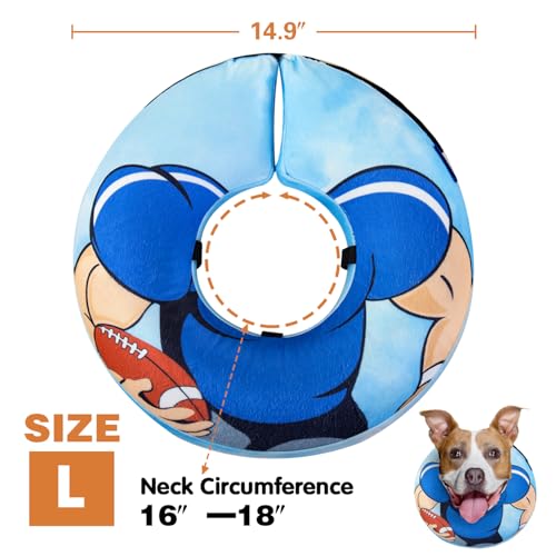 Image of Large Dog Donut Collar - Inflatable Cone Alternative for After Surgery Recovery (Blue, Large)