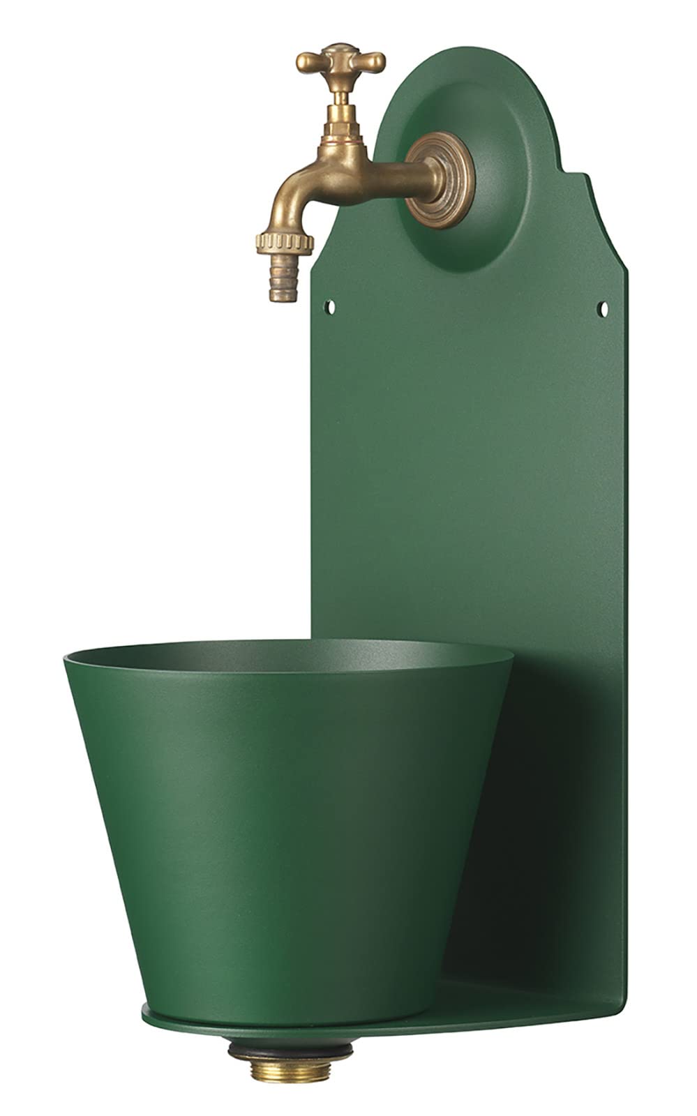 Fuente de pared de hierro con grifo, color verde