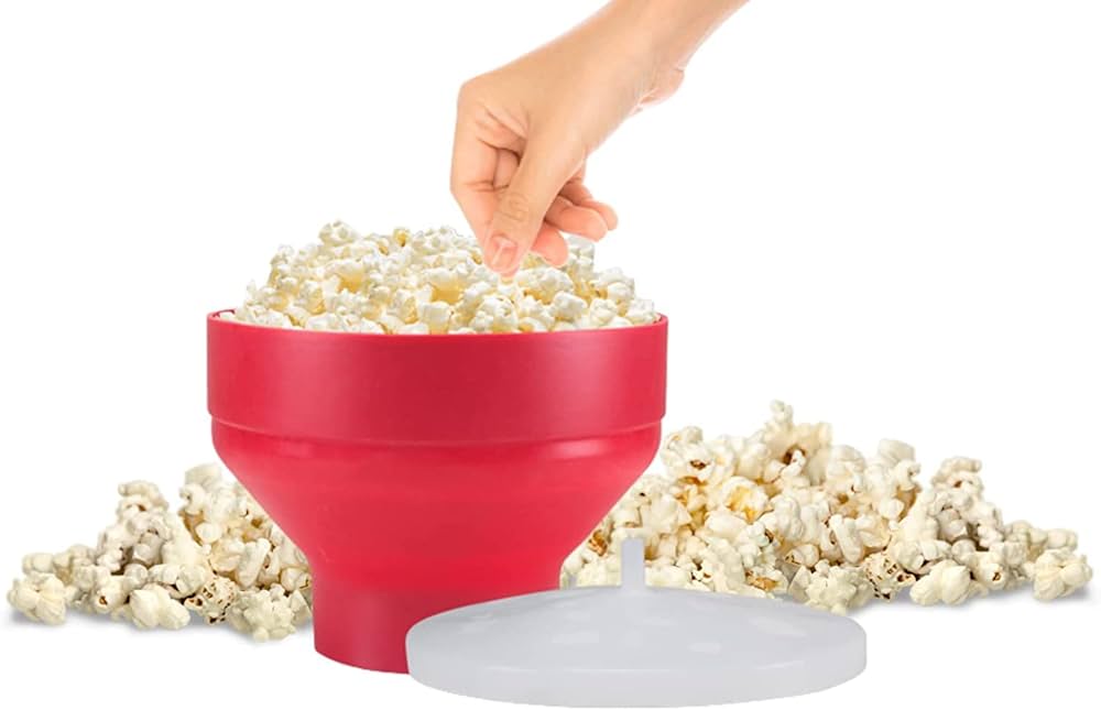 KARP Microwave Silicone Popcorn Maker Collapsible Bowl With Lid & Convenient Handles - Red: Buy Online at Best Price in UAE - Amazon.ae