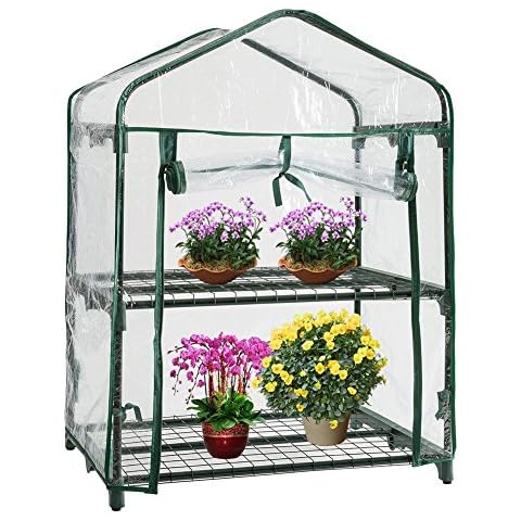 chlius Greenhouse Plant Cover PVC 2 Tier Garden Greenhouse Frame Protective Replacement Cover - Waterproof And Anti-ultraviolet, Cold Protection And Keep Warm 69 X 49 X 92cm (Without Iron Stand) Cover