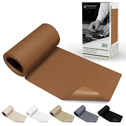 Image of KING MOUNTAIN Canvas Iron on Patch,3 inchx60 inch,Waterproof 100% Cotton Fabric Repair Patch,Used for Various Sofa,Tent,Clothes,Seats,Suitcases (Brown)