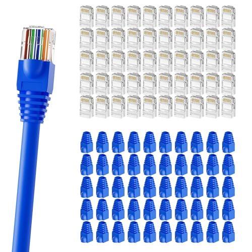 Extrémités plaquées or de connecteurs RJ45 Cat6 et bottes de protection pour câblage réseau