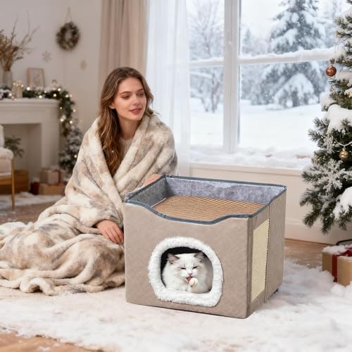 Abri isolé pour chat stressé lit rembourré offrant une chaleur sécurisée - 6