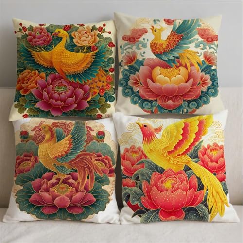 Housse de coussin 80x80cm en lin avec impression double face et zip invisible - 3