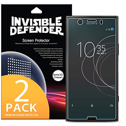 Sony Xperia XZ1 Compact Screen Protector, Invisible Defender [Full Coverage][2-Pack] Edge to Edge Curved Side Coverage Guaranteed [Case Compatible] Super Thin HD Clearness Film
