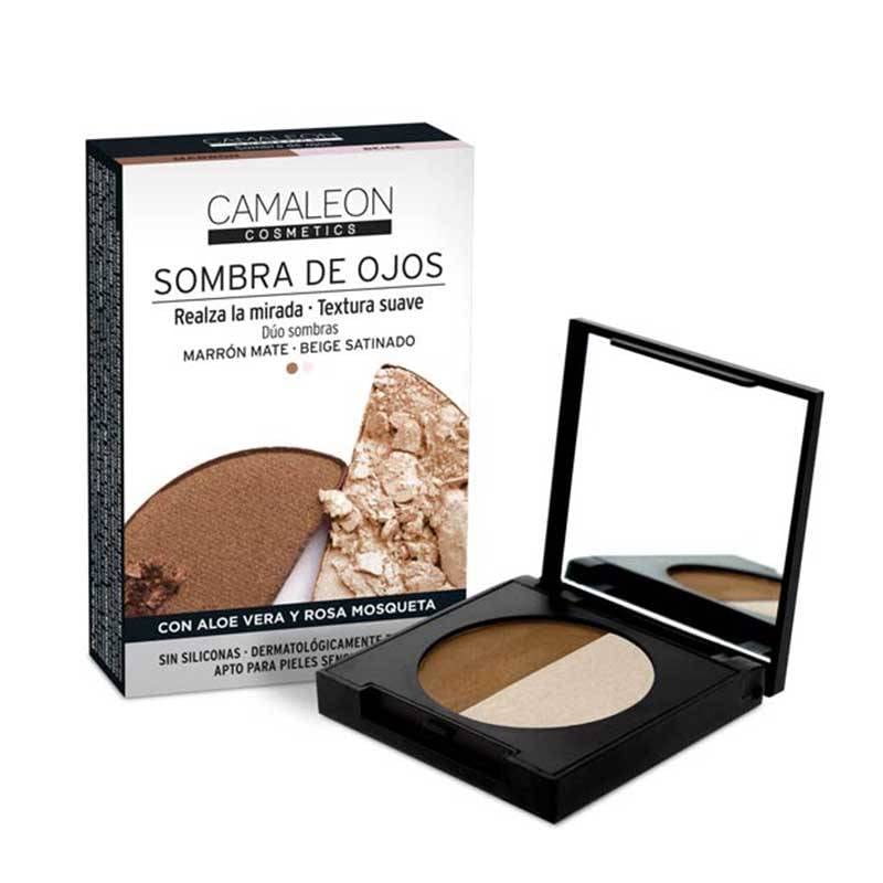 Camaleon Cosmetics - Paleta Sombra de Ojos - Color Marrón y Beige - Sin Siliconas - Con Aceite de Rosa Mosqueta - 1 Unidad - 3gr