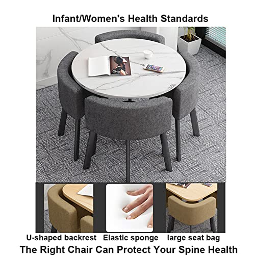 JHKGY Ensemble De Table À Manger - Ensemble De Table À Manger pour 4,Table Et Chaises De Cuisine Modernes,Table À Manger Ronde + Chaises De Salle À Manger en Similicuir Ensemble De 5 Pièces,C - Image 6