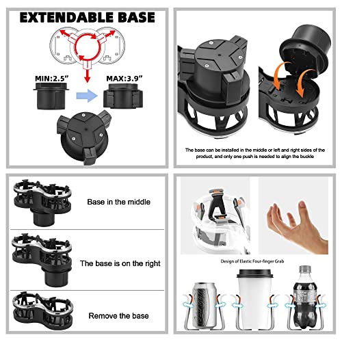 2 In 1 Car Cup Holder Extender Double Car Drink Holder Expander Adapter With Adjustable Base Vehicle-Mounted Dual Bottle Holder #TOP2