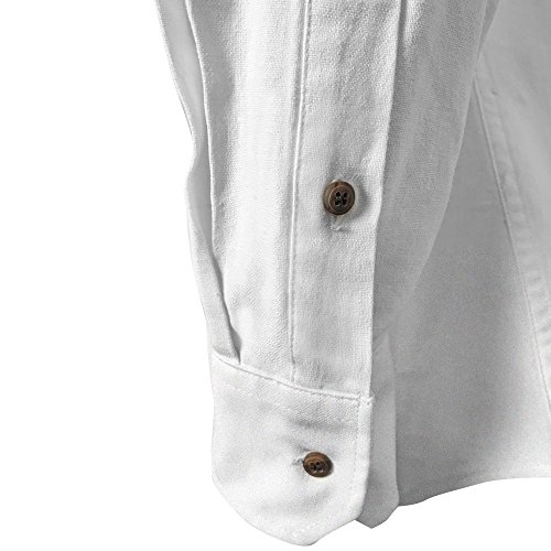 Collarless Shirt for Men, Irish Grandfather Cotton Linen Long Sleeve Button Down Banded Collar Dress Shirt4