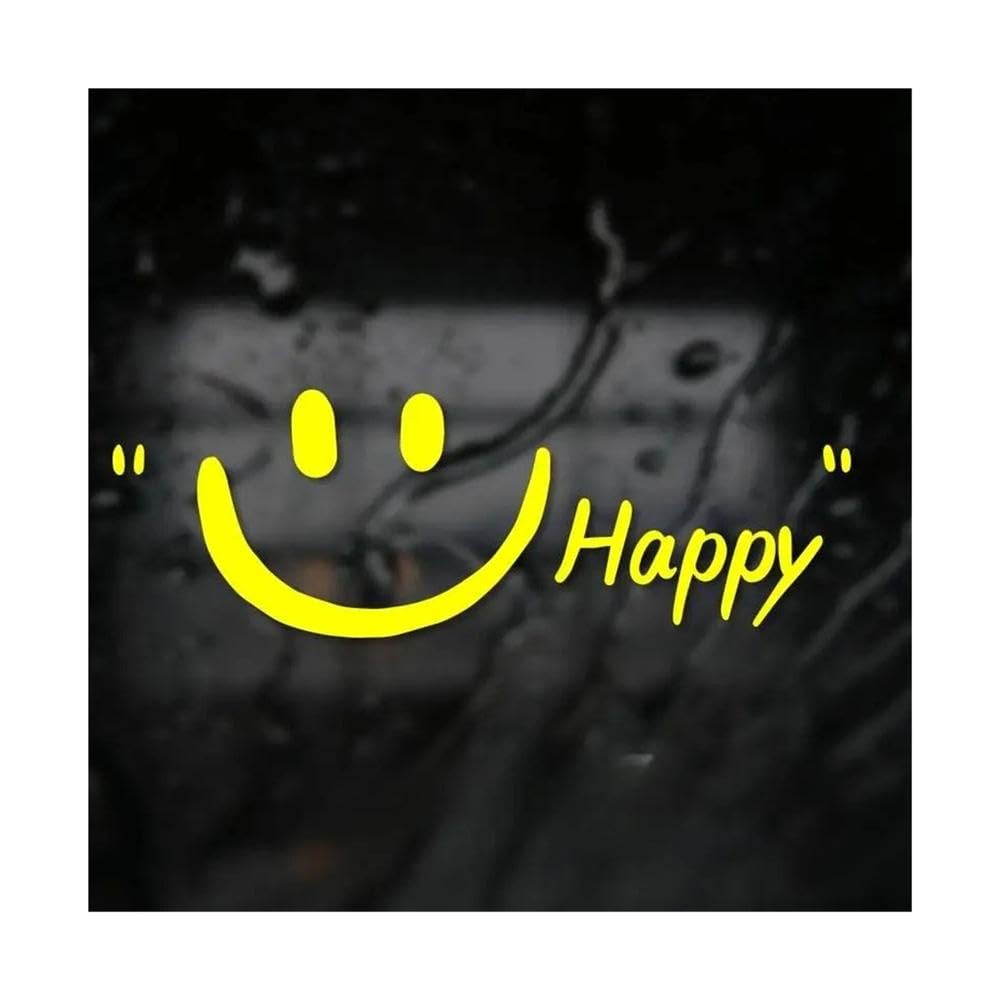 Happy Smiley Face Vinyl Sticker Waterproof Decal for Car Fairing Fuel Tank(Yellow,M)