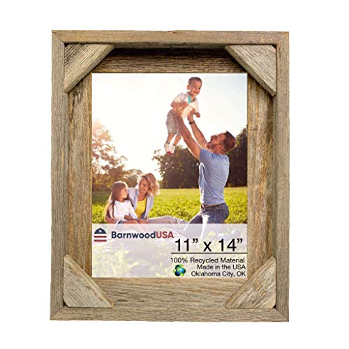 BarnwoodUSA Rustic Signature Corner Block Picture Frame Our 11×14 Picture Frame can be Mounted Horizontally or Vertically and is Crafted from 100 Recycled and Reclaimed Wood No Assembly Required