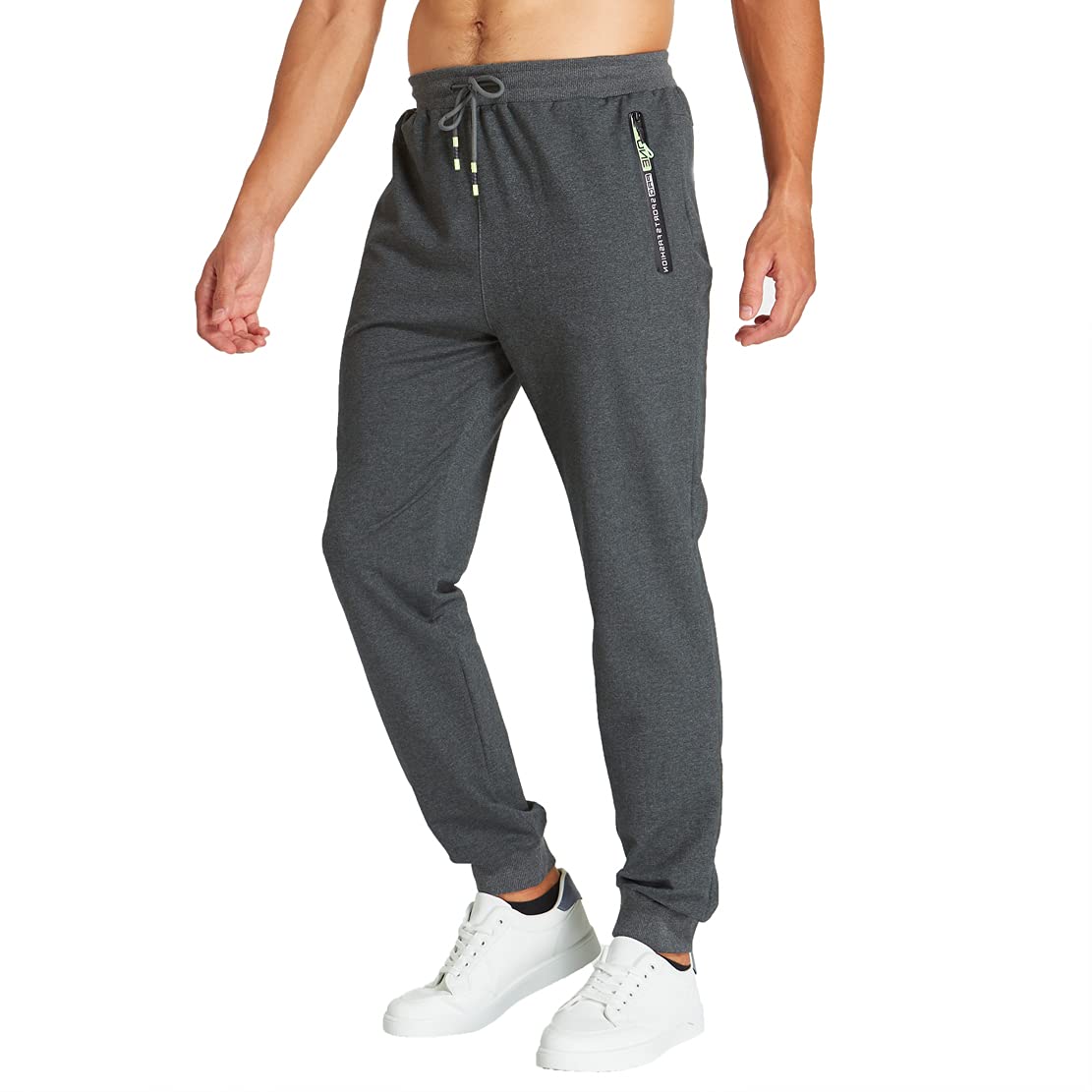 ZOXOZ Pantaloni Sportivi Uomo Cotone con Elastico in Vita con Tasche Zip