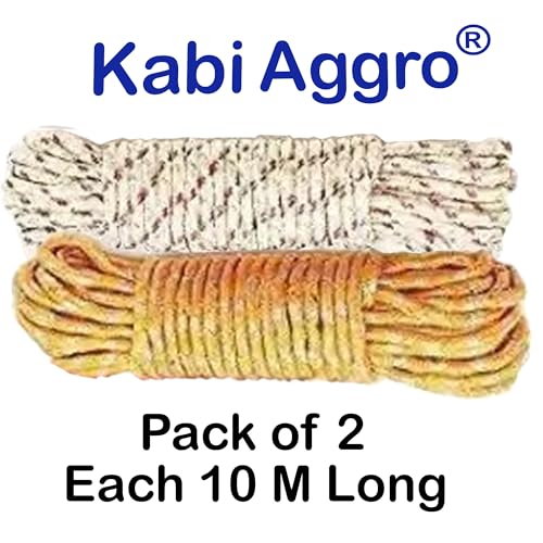 Image of 20 Meter Heavy Duty Clothesline Rope (10 Meter Each Pack of 2) Adjustable, Anti-Slip Polyester Laundry Line for Indoor & Outdoor Drying - Strong, Multicolour Washing Line Rassi