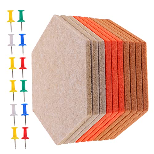ULDIGI 10Pcs Hexagon Memo Board Self Adhesive Felt Bulletin Board Tiles for Photos Memos and Decor Thick Wall Adhesive Felt Board for Home and Office