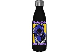 Marvel Classic Black Panther Kanji Stainless Steel Water Bottle for Boys
