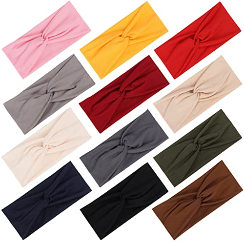 Image of Tyfthui 12 Pack Headbands for Women, Fashionable Sports Hairbands, Elastic Wide Headbands Non Slip Workout Yoga Sport Headbands for Women (Color B)