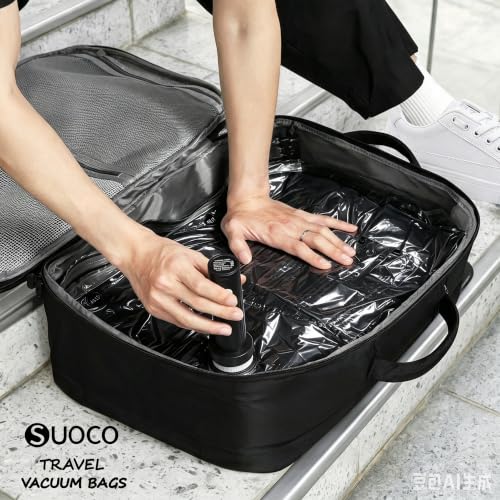 Image of Travel Vacuum Bags for Clothing with Cordless Pump 18 Combo, Black | Compression Packing Cubes Organizer Storage for Luggage Suitcase, Space Saver Seal Bags for Vacation Cruise