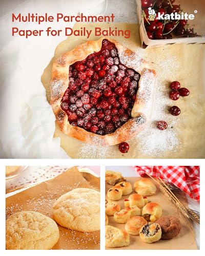 Image of Katbite 16x24 Inch Parchment Paper Sheets, 100Pcs Non-Stick Precut Baking Parchment, Unbleached Parchment Paper for Baking, Cooking, Grilling, Frying and Steaming, Full Sheet Baking Pan Liners