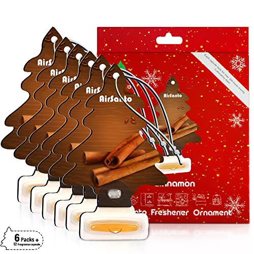 Air Fresheners Hanging Ornament Provides Long-Lasting Scent for Auto Car/Home/Bedroom/Bathrooms/Fragrance Decoration,Odor Removal Car Air Fresheners For Women & Men,6 Sets with 12pcs Fragrance Refills(Cinnamon)