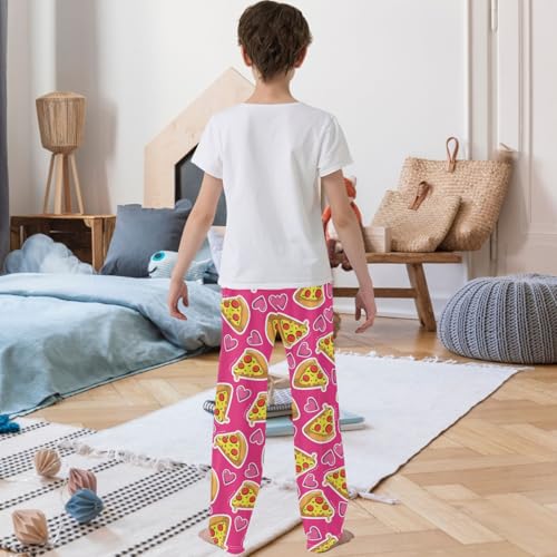 Boy's Pants Pink Pizza Lover Jogger Pants Elastic Waist Long Bottoms Trousers with Pockets 6-14 Years3