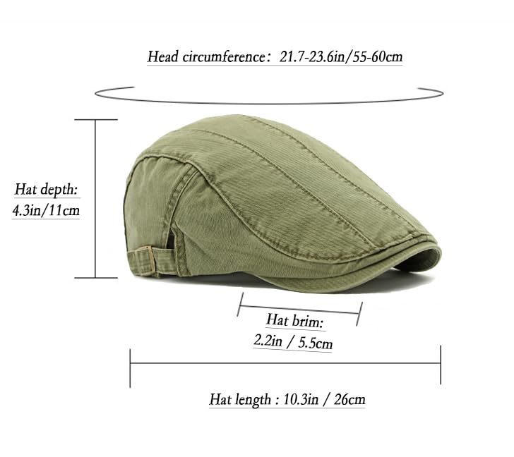 Image of Cotton Newsboy Cap for Men Flat Hats Adjustable Ivy Gatsby Driving Hat Cap