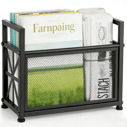 Consejos para Comprar Revisteros decorativos Top 10. 43 WHEARTED - Estante para revistas, revistero negro, cesta de almacenamiento para revistas, soporte organizador para archivos, estante de almacenamiento de metal, organizador para...