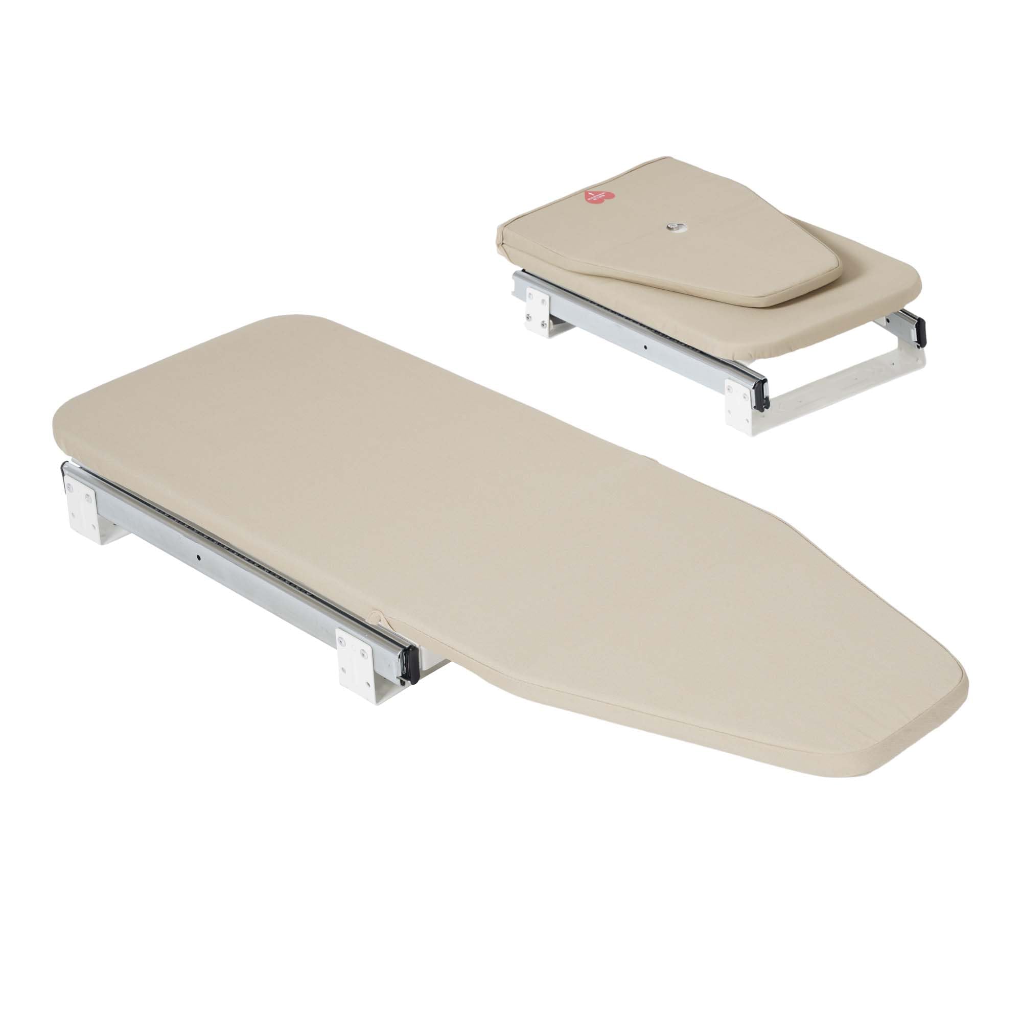 Bügelbrett Bügeltisch Station 82x31cm, Klappbar Bügelbretter Station Ablage Drehbar Dampfbügeltisch Brett mit Ausziehbar Bezug Tuch Höhenverstellbar - Beige | Ausziehbares Bügelbrett, platzsparend, Schublade, 82 x 31 cm, mit hitzebeständiger Schiebe-Press