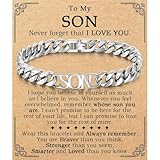 EYQV Son Gifts from Mom Dad, Stainless Steel Cuban Link Chain Son Bracelet Jewelry for Teen Boys Men Valentines Fathers Day Easter Graduation Christmas Birthday Gifts for Teenage Boys Men