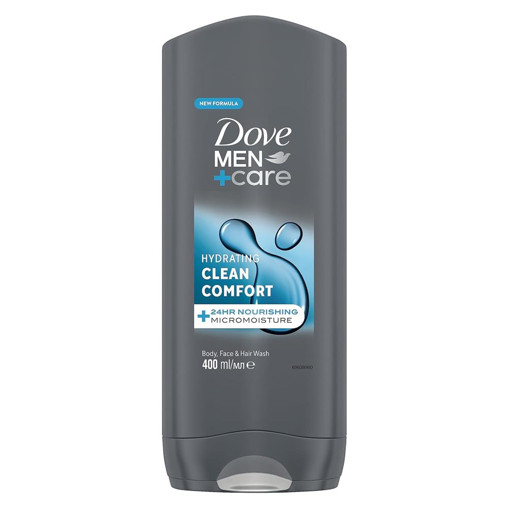 Dove Men+Care, gel doccia 3 in 1, Clean Comfort, per corpo, viso e capelli, con effetto cura, 400 ml, 1 pezzo