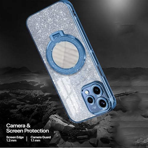 Image of Gradient Glitter Ring Stand Case for Oppo Reno15 5G- Shockproof, Stylish & Durable Soft TPU Slim Protective Cover with Removable Glitter Paper (Blue)