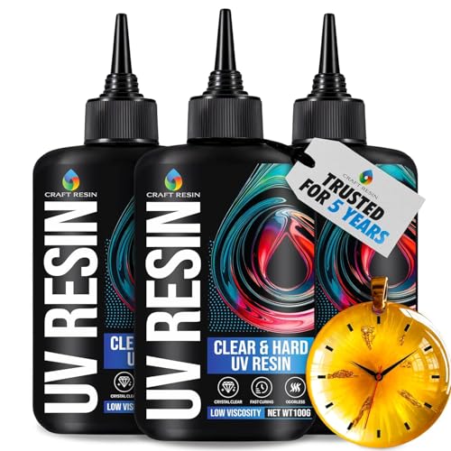 CRAFT RESIN 300g Resine UV Transparente Kit – Type Dur, Faible Viscosité Colle et...