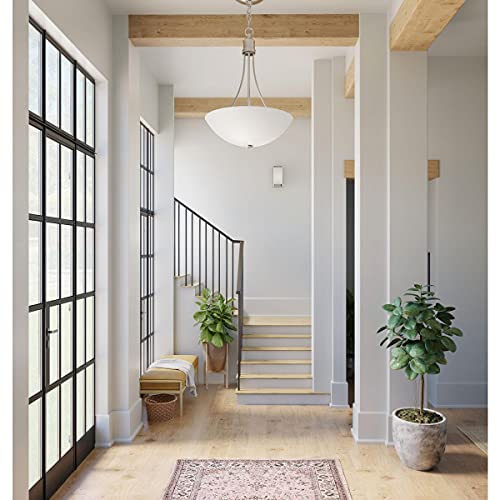 Image of Progress Lighting Gather Collection 2-Light Etched Glass Brushed Nickel Traditional Foyer Pendant Hanging Light